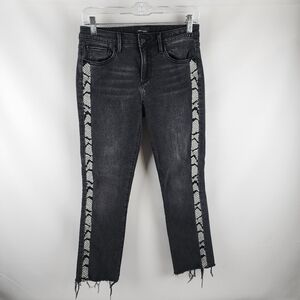 Driftwood Jeans Womens 26 Black Colette Cropped Side Stripe Denim (26x25)